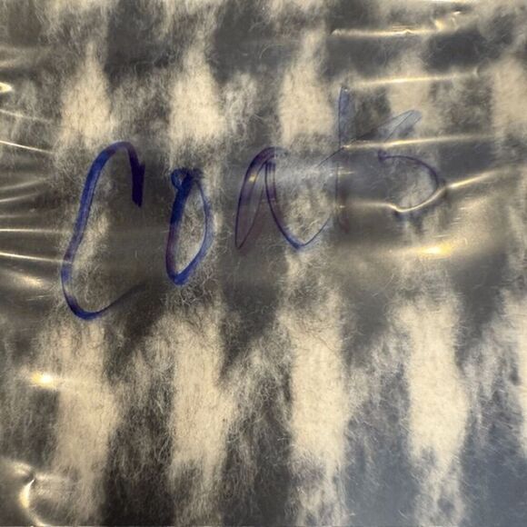 Cole Haan Houndstooth Cocoon Wool Blend Coat Black and White Size 4 - Picture 13 of 13